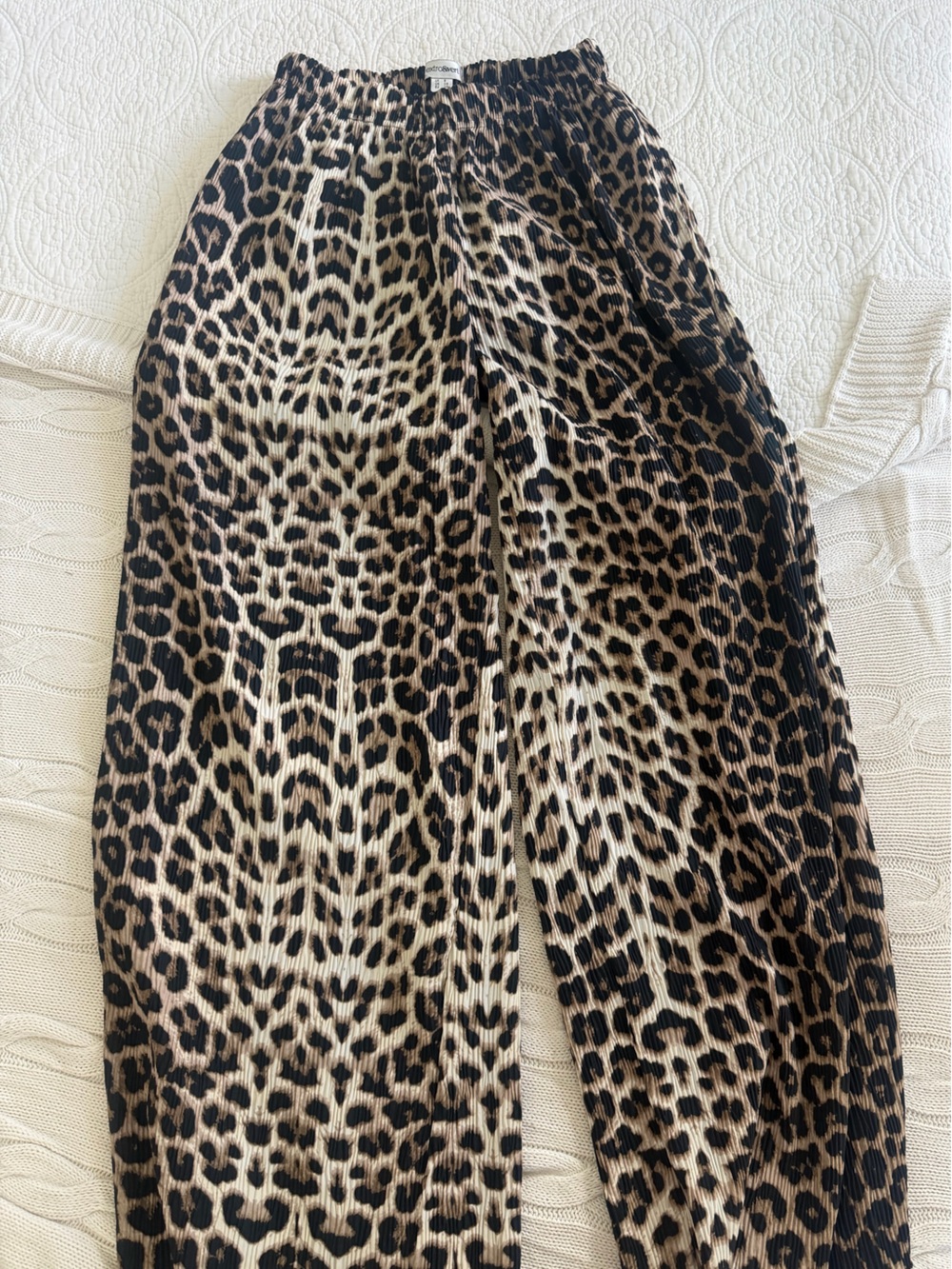 Anthropologie Extro &Vert NWOT Leopard-Print Wide-Leg Pants in Tan and Black